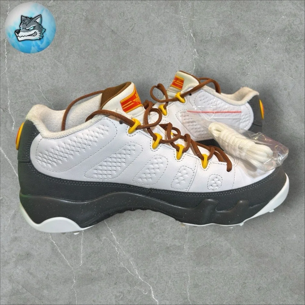 Nike Air Jordan 9 NRG Golf Shoes White University Gold FN6931-100 Mens Size 6.5